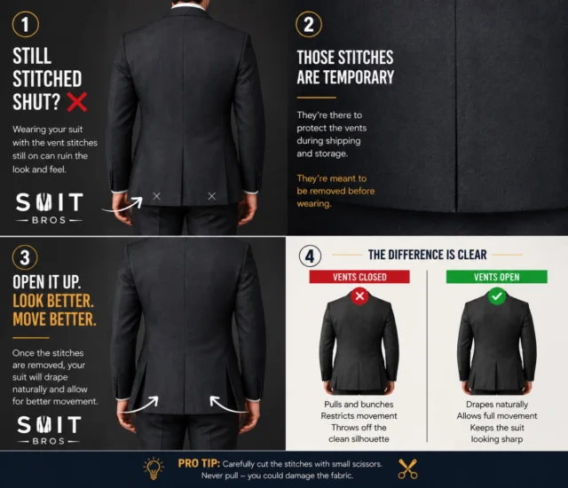 New suit? Check the vents before you step out!Save this tip for your next suit purchase and share it with someone who needs a little suit knowledge. 😉